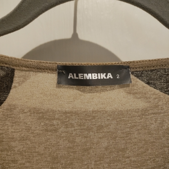 Alembika Mara Tunic Top Sand Dot Black Lightweight Layering Size 2 Medium - Picture 3 of 7